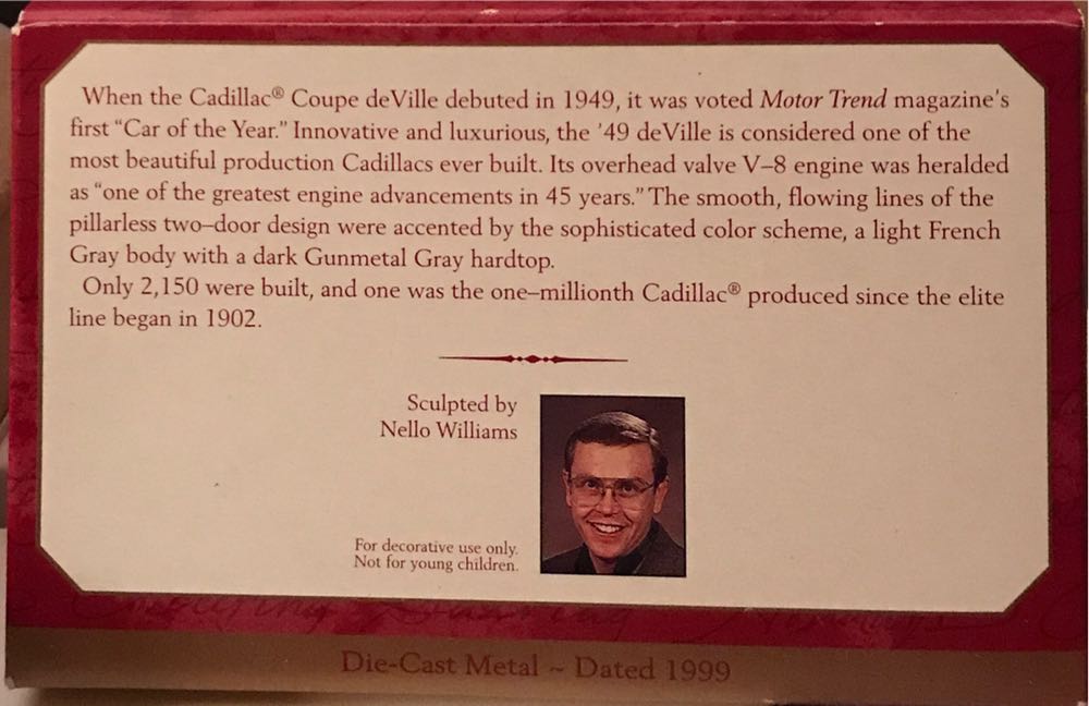 1949 Cadillac Coupe deVille - Classic American Cars (Collectible Series - Compliment) ornament collectible [Barcode 015012479737] - Main Image 2