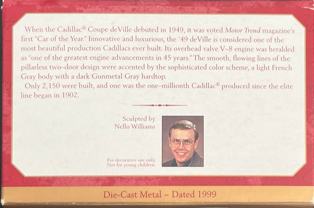 1949 Cadillac Coupe deVille - Classic American Cars (Collectible Series - Compliment) ornament collectible [Barcode 015012479737] - Main Image 4