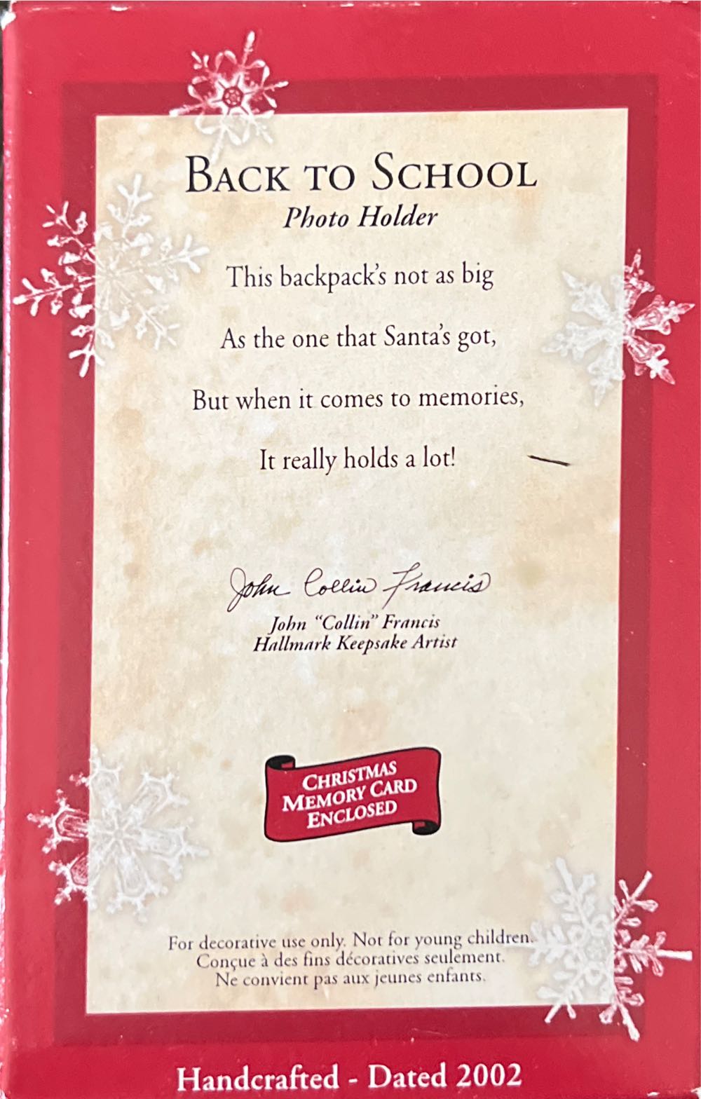 Back To School Photo Holder  (Back To School) ornament collectible [Barcode 015012652925] - Main Image 2