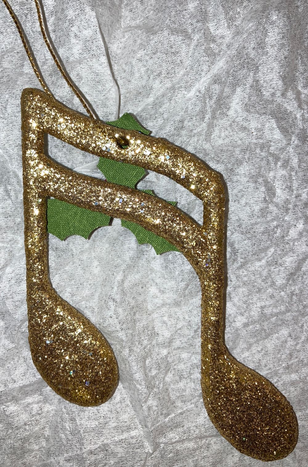 Gold Music Notes With Holly - Music ornament collectible - Main Image 2