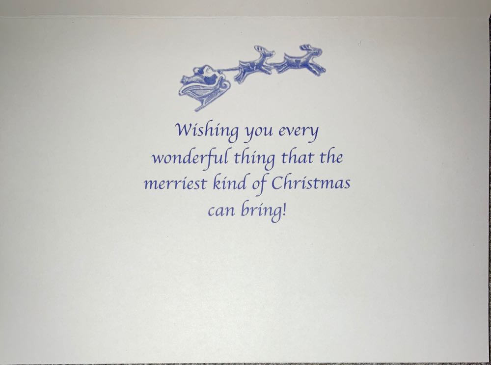 Santa Sleigh Over Snow House (Glittery) Card  (Cards) ornament collectible - Main Image 2