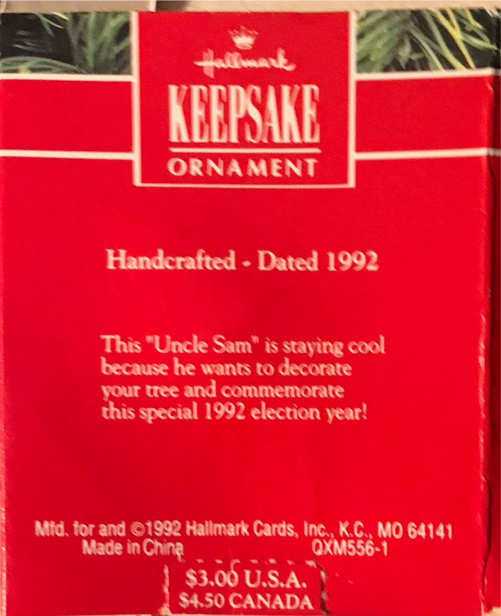 Miniature Cool Uncle Sam  (Snowmen) ornament collectible [Barcode 070000027635] - Main Image 2