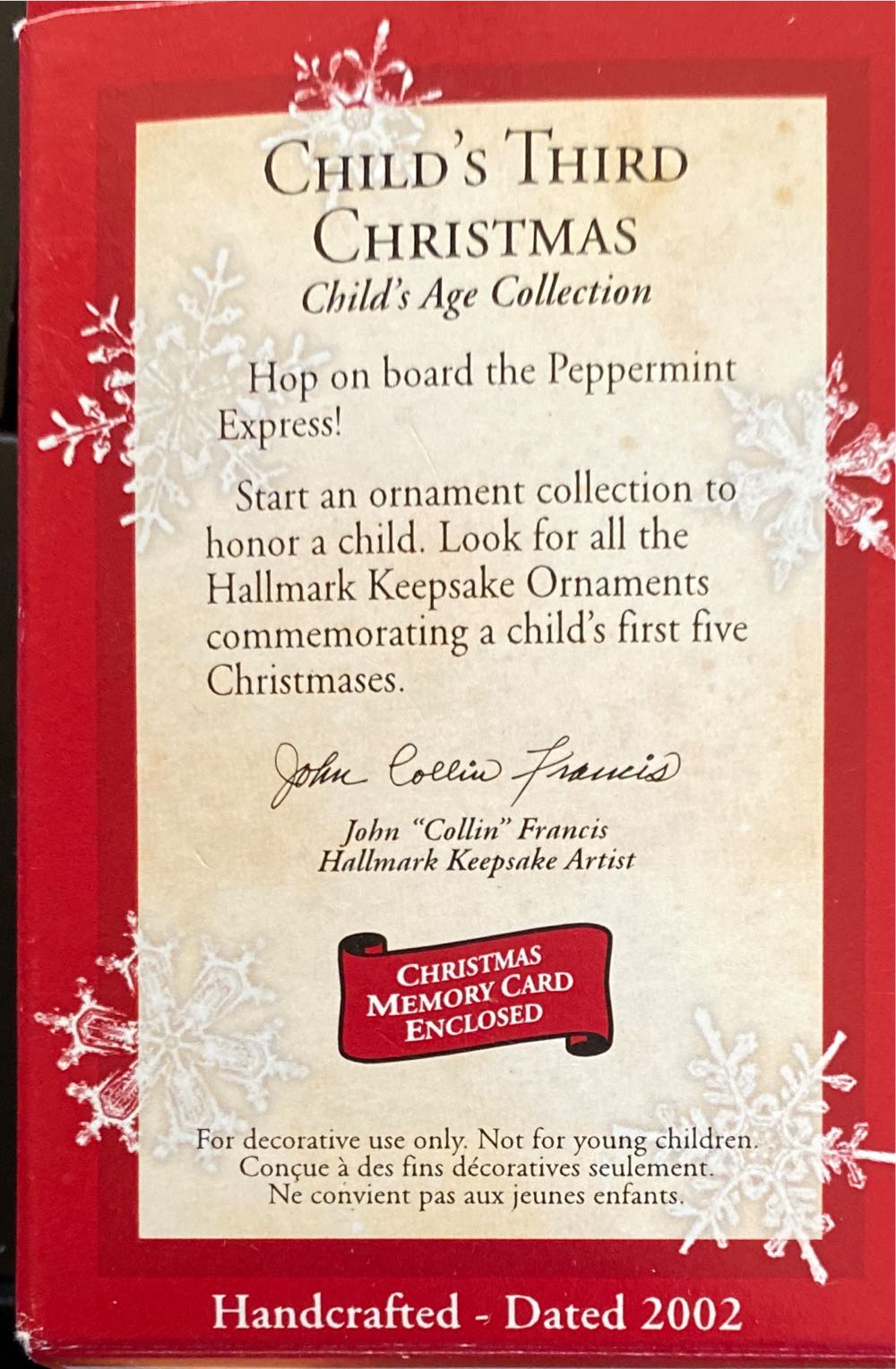 Child’s Third Christmas  (2000) - Child’s Age Collection ornament collectible [Barcode 015012632231] - Main Image 2