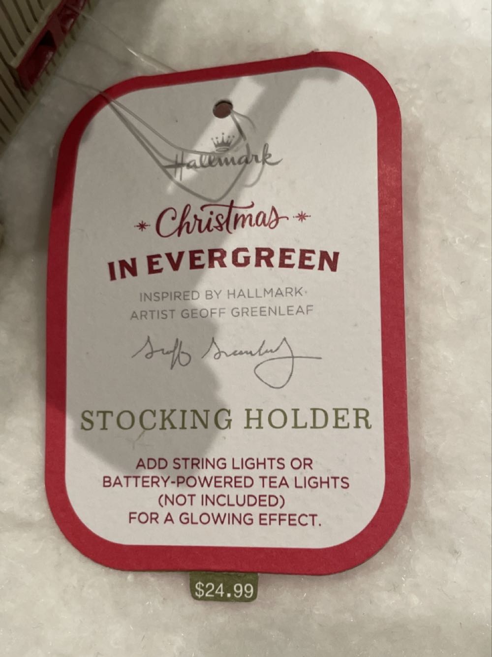 Hallmark Christmas Cottage Stocking Holder - Christmas In Evergreen ornament collectible [Barcode 763795578566] - Main Image 2