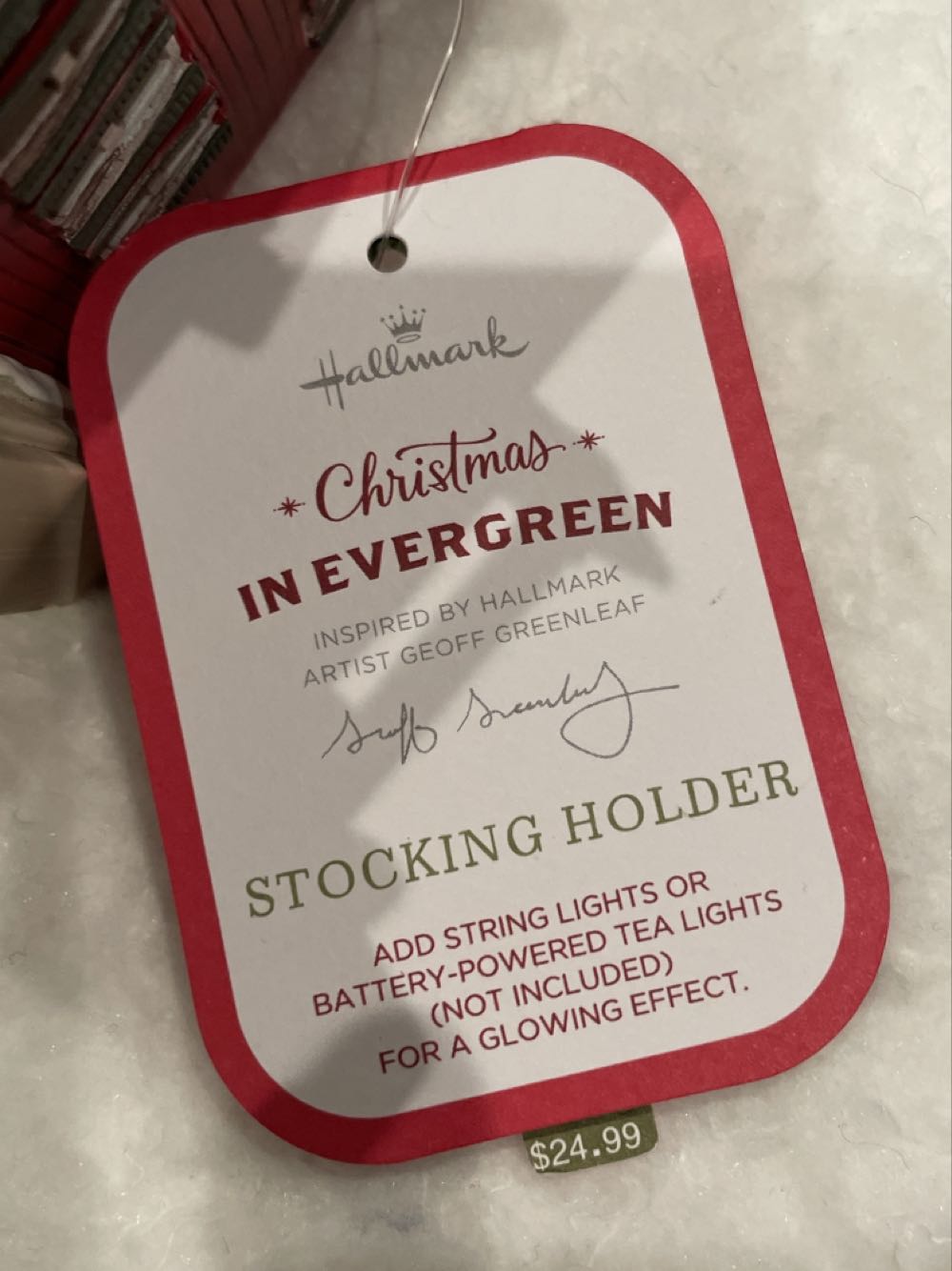 Hallmark Red House Stocking Holder - Christmas In Evergreen ornament collectible [Barcode 763795442805] - Main Image 2
