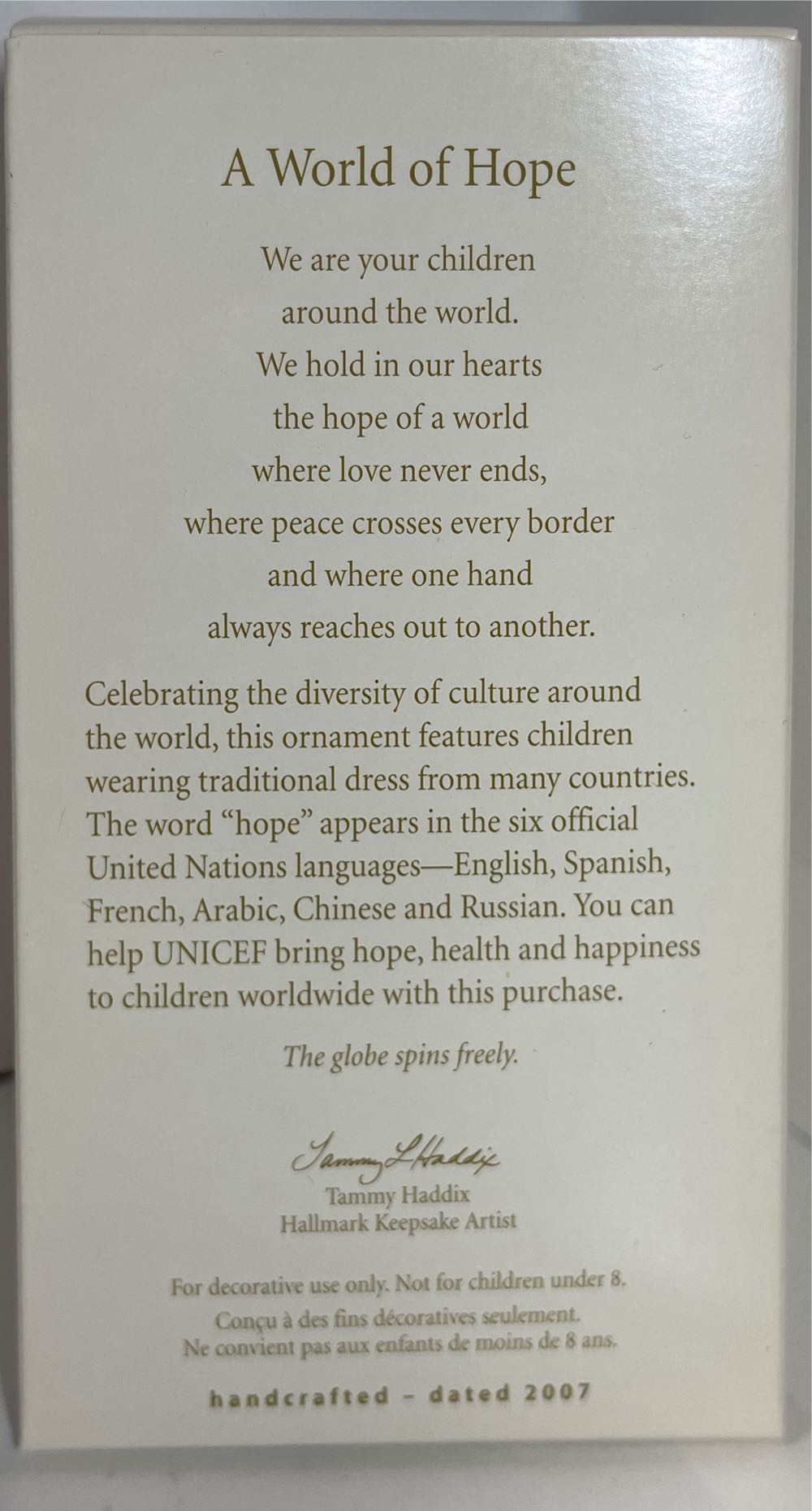 A World Of Hope  (Children) ornament collectible [Barcode 015012996043] - Main Image 4