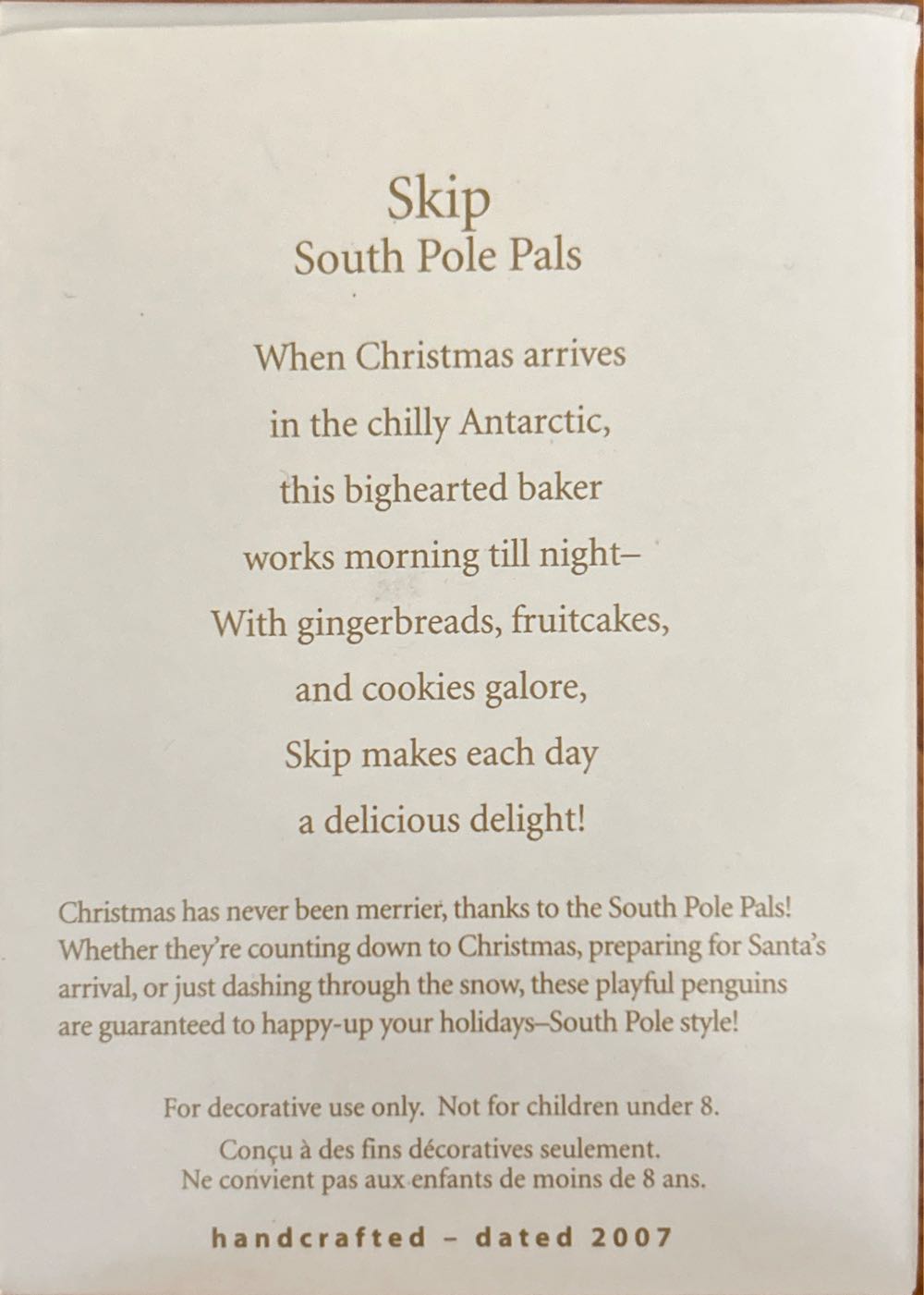 South Pole Pals Skip - South Pole Pals (Penguin, Baking, Cookie) ornament collectible [Barcode 015012999723] - Main Image 2