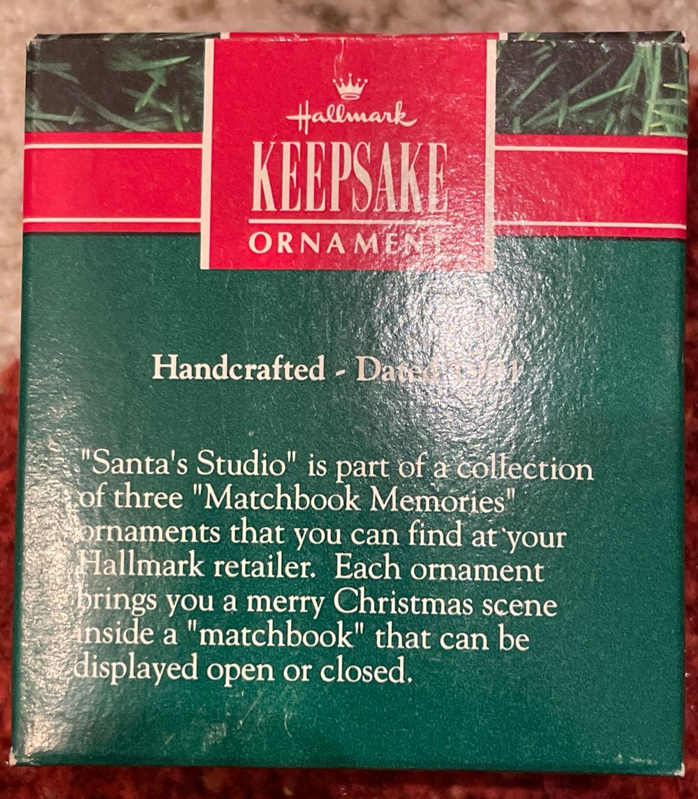 Santa’s Studio - Matchbook Memories (Santa) ornament collectible [Barcode 070000027444] - Main Image 2