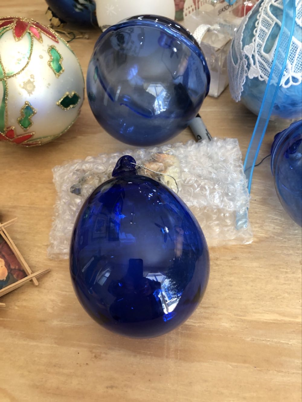 Jamestown Blown Cobalt Balls  ornament collectible - Main Image 2