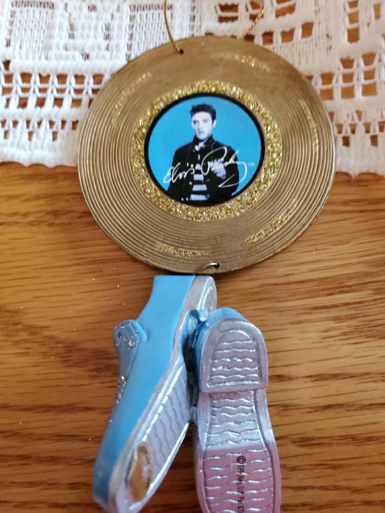 Elvis Blue Suede Shoes Gold Record  ornament collectible - Main Image 2