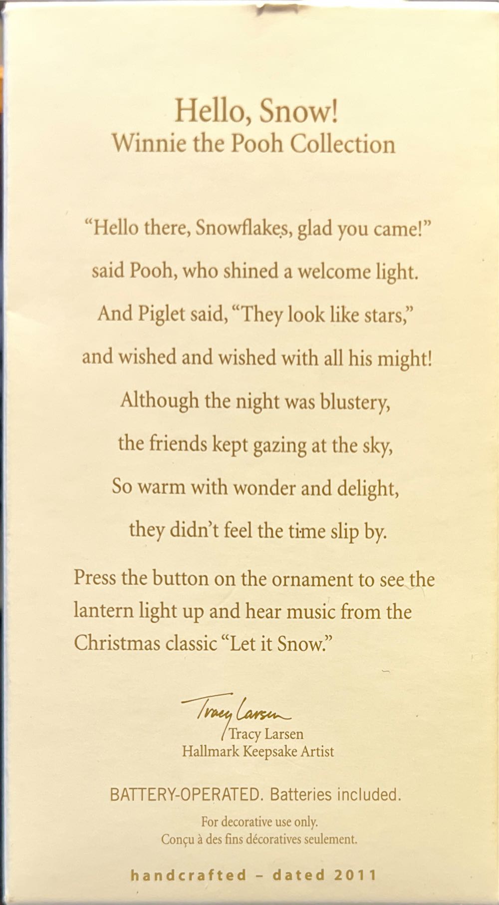 Hello Snow! - Winnie the Pooh (Winnie the Pooh) ornament collectible [Barcode 795902191634] - Main Image 2