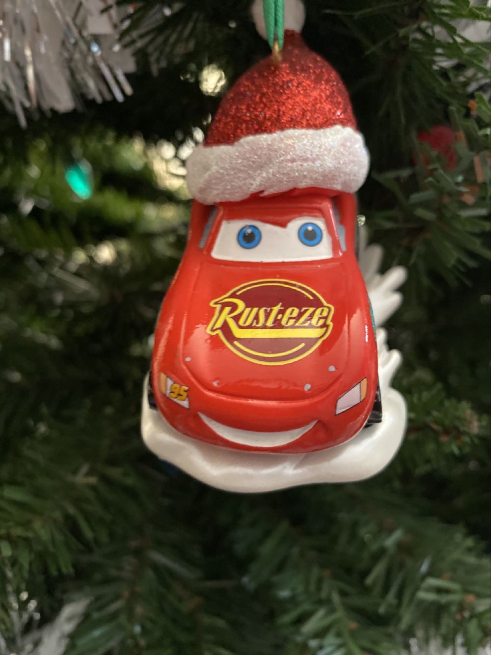Cars McQueen Rust Eze Santa Hat  ornament collectible - Main Image 3