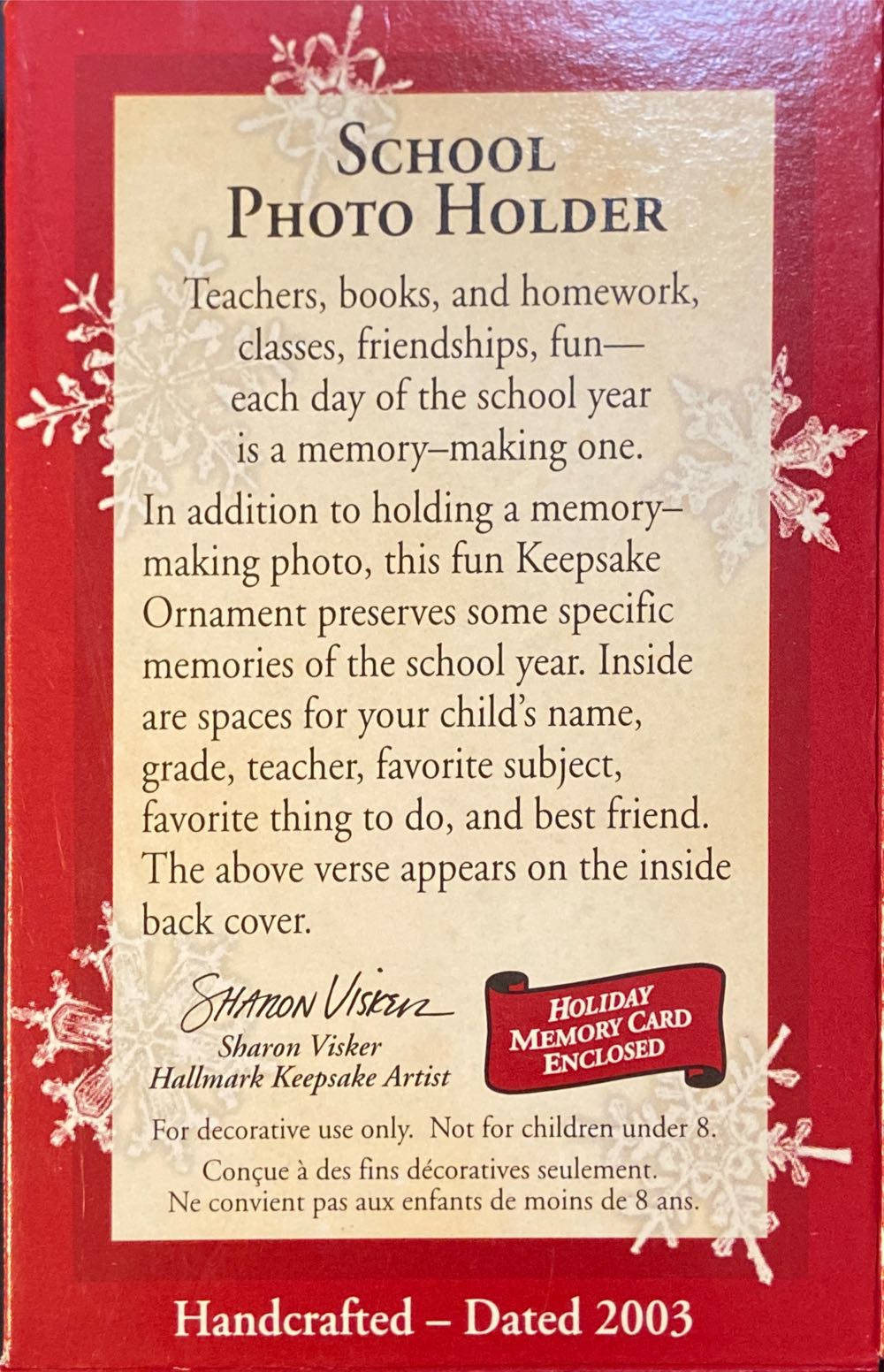 School Photo Holder  (2003)  (Photo Holder) ornament collectible [Barcode 015012753424] - Main Image 3