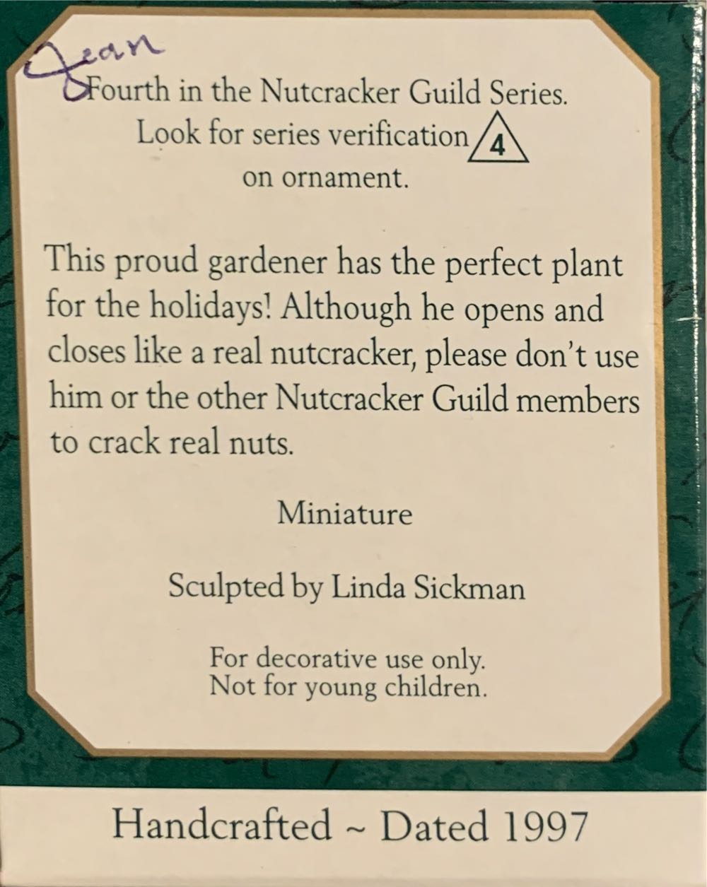 Miniature Nutcracker Guild #4 - Nutcracker Guild Miniature (Nutcracker) ornament collectible [Barcode 015012374858] - Main Image 2