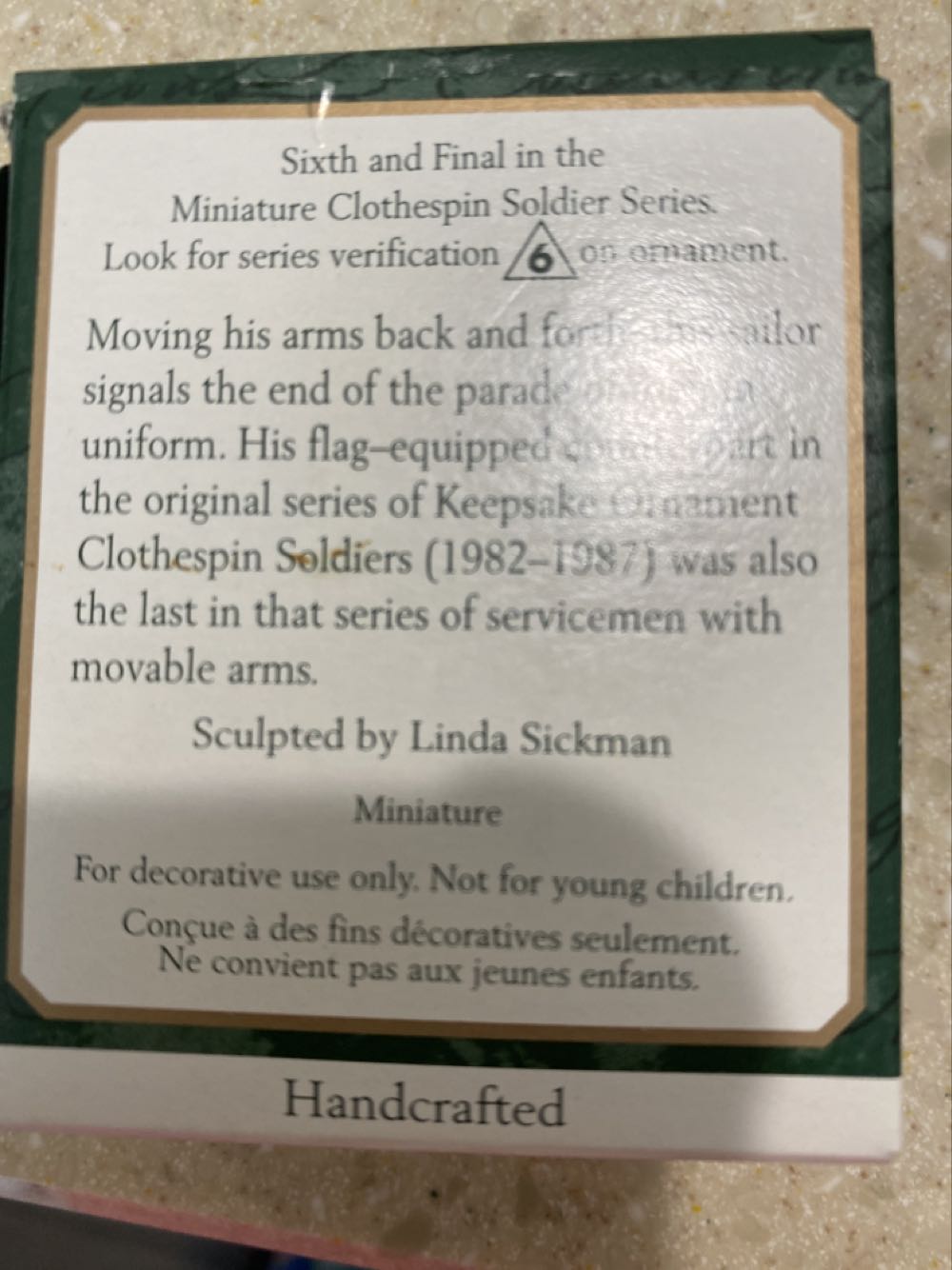 Clothespin Soldier - Sailor - Miniature Clothespin Soldier Series (Keepsake Miniature) ornament collectible [Barcode 015012528381] - Main Image 2