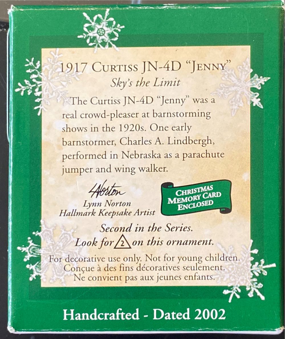 1917 Curtiss JN-4D “Jenny” - Miniature Skys The Limit (Aviation) ornament collectible [Barcode 015012680546] - Main Image 4