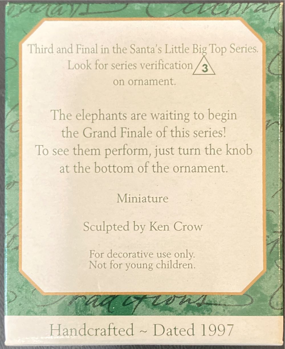 Miniature Santa’s Little Big Top #3 & Final (4) - Santa’s Little Big Top (Circus) ornament collectible [Barcode 015012374810] - Main Image 2
