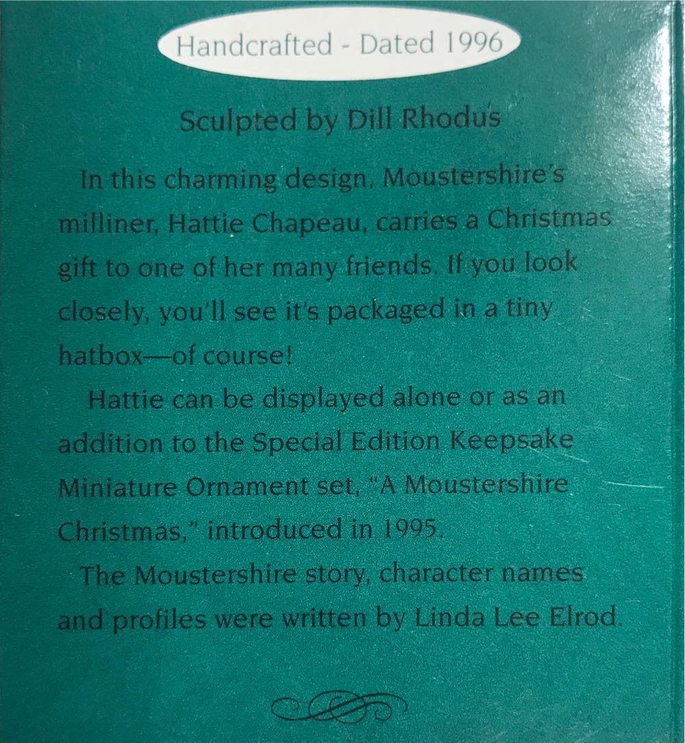 Hattie Chapeau - Moustershire (Mice Miniature) ornament collectible [Barcode 015012304923] - Main Image 2