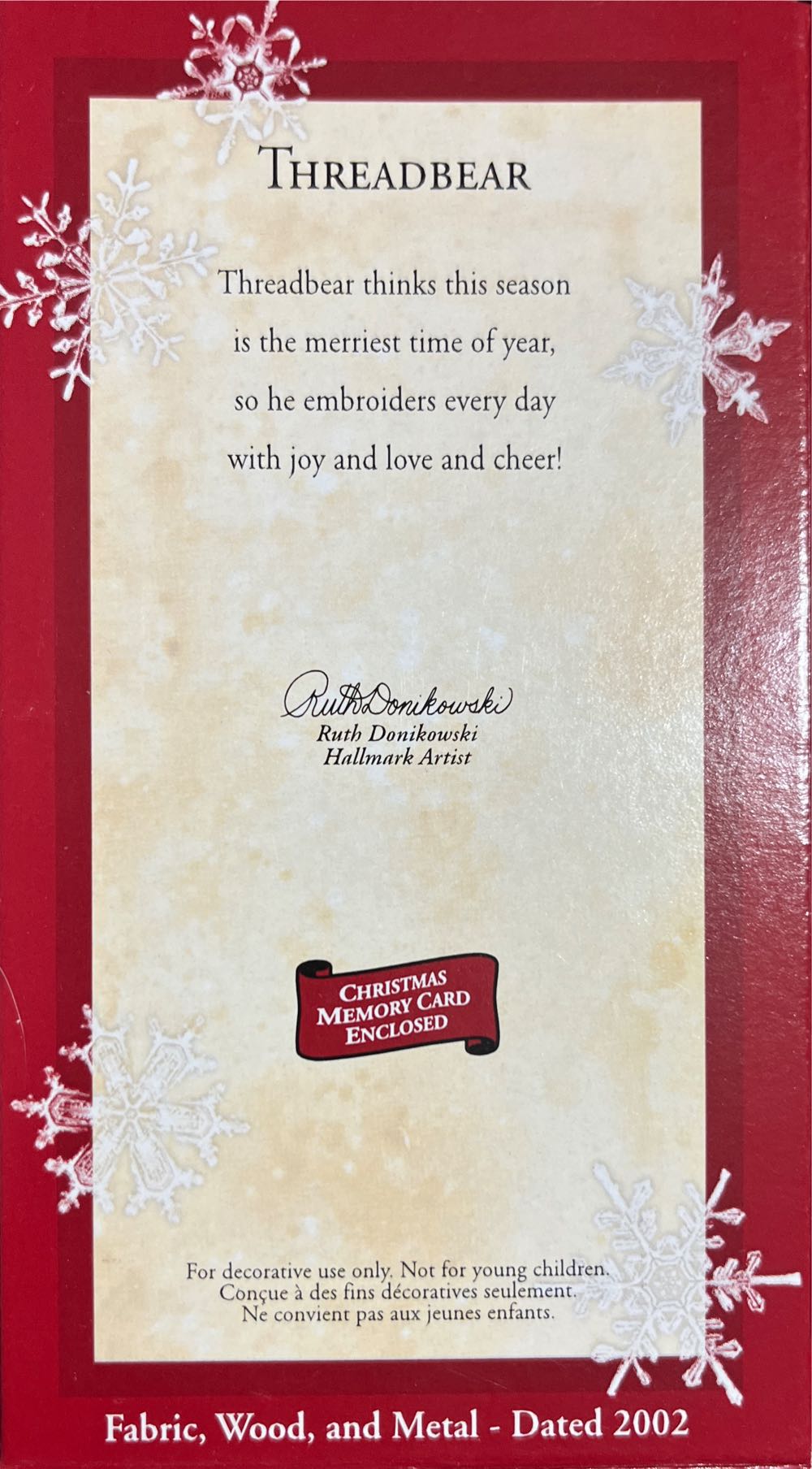 Threadbear  (Bears) ornament collectible [Barcode 015012696981] - Main Image 2