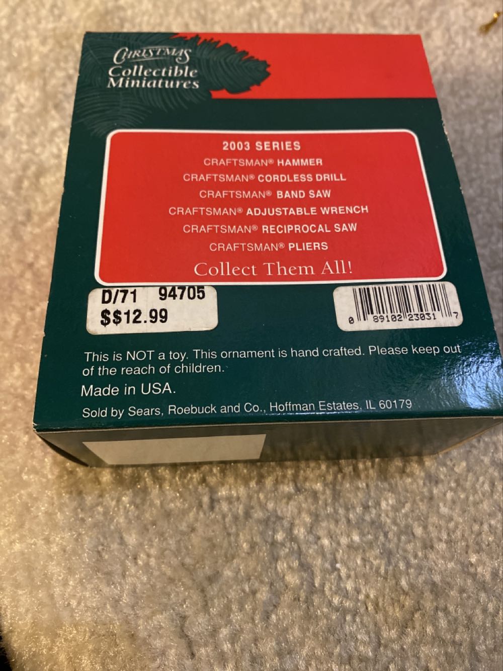 Craftsman Hammer - Craftsman Tools ornament collectible [Barcode 089102230317] - Main Image 2