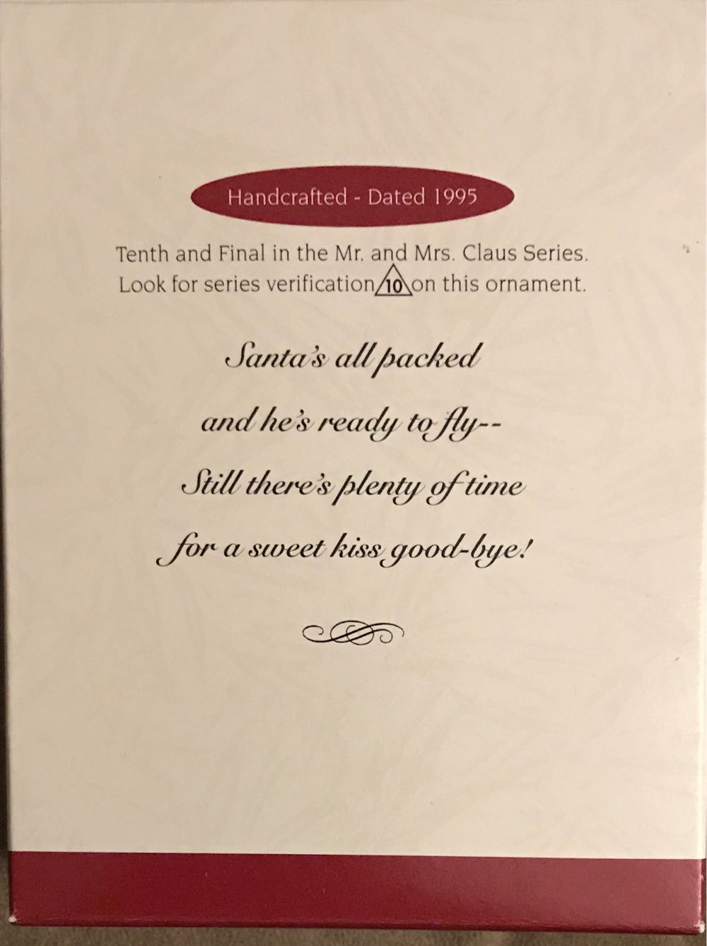 Christmas Eve Kiss - Collector’s Series (Mr. & Mrs. Claus) ornament collectible [Barcode 015012180961] - Main Image 3