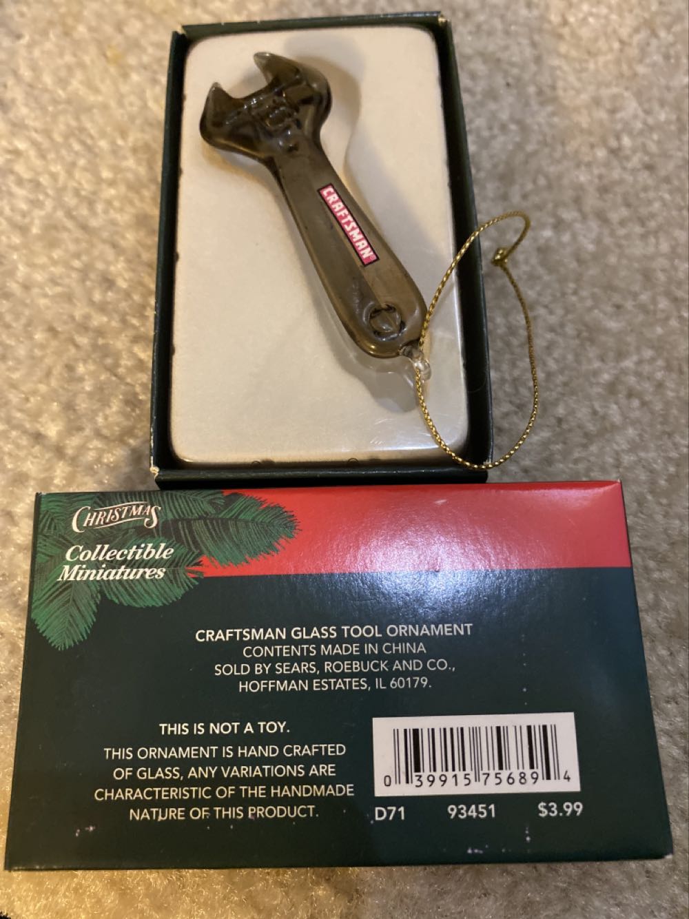 Craftsman Glass Adjustable Wrench - Craftsman Tools ornament collectible [Barcode 039915756894] - Main Image 1