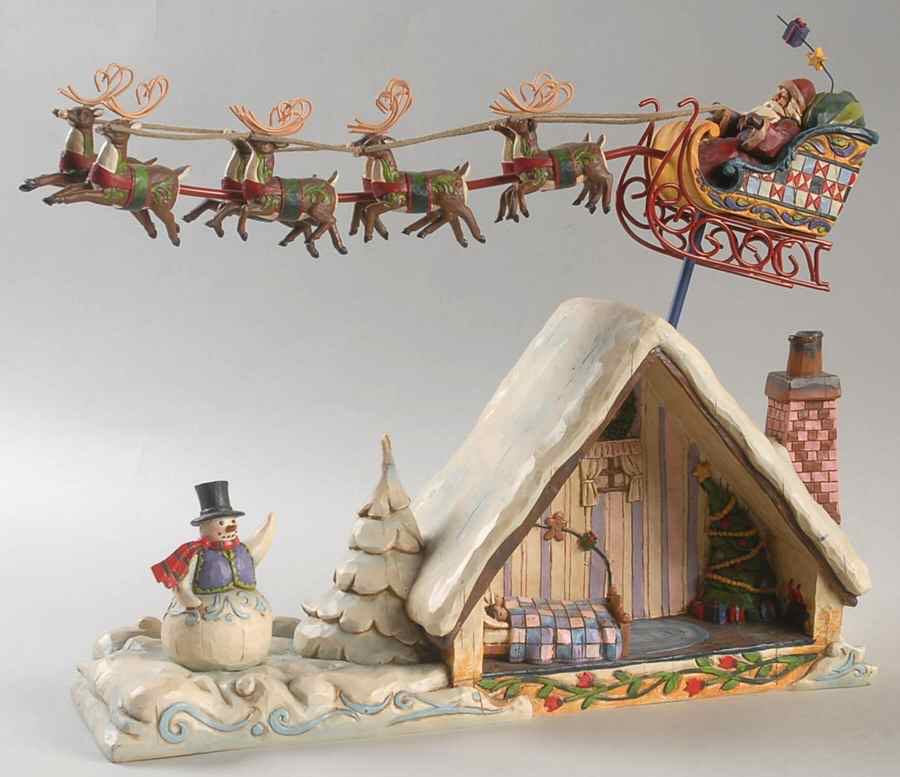 Jim Shore Dreams Fly - Christmas (Santa And Reindeer) ornament collectible - Main Image 1