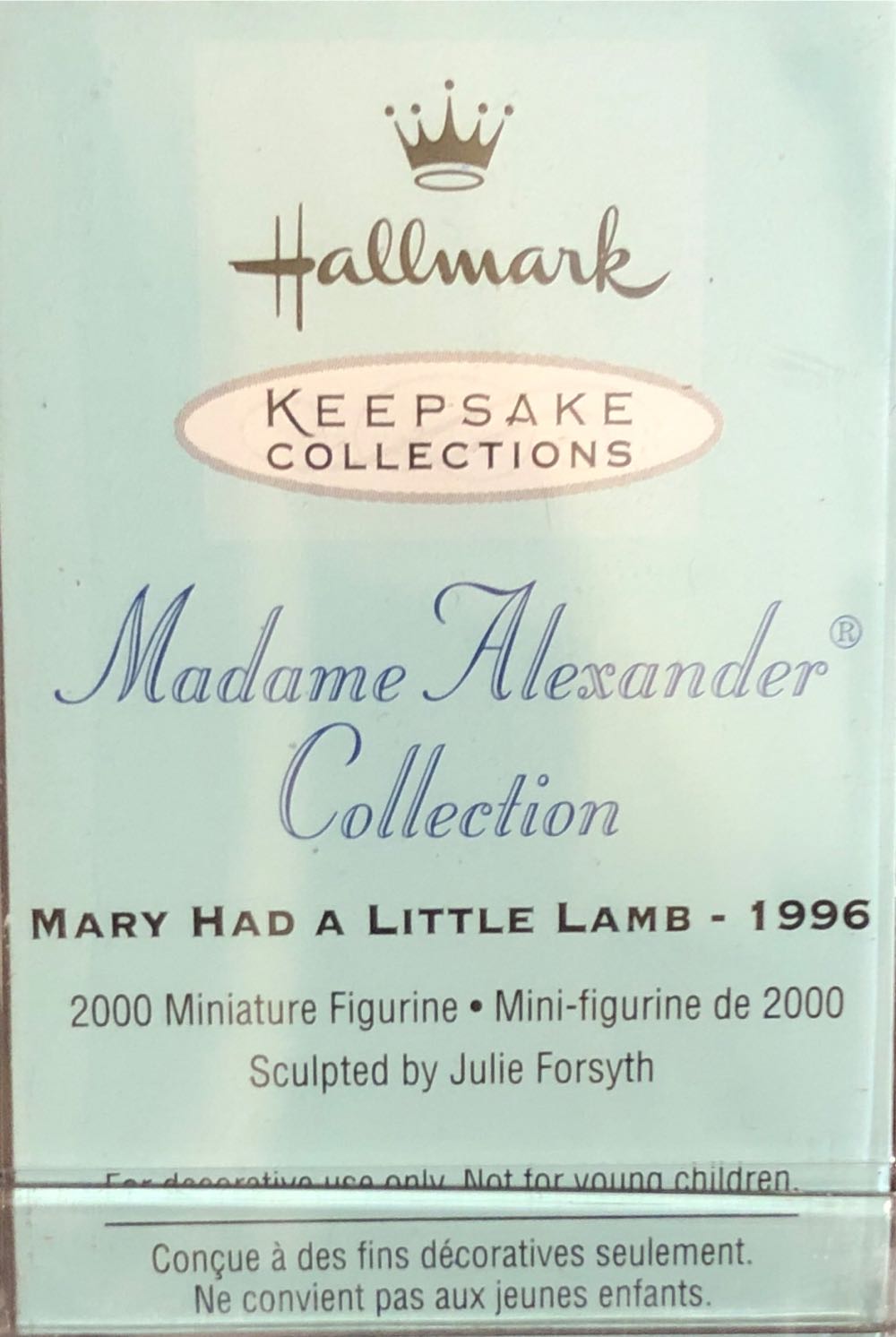 MMA Mary Had A Little Lamb - 1996 - Miniature Madame Alexander (Madame Alexander) ornament collectible [Barcode 015012554021] - Main Image 2