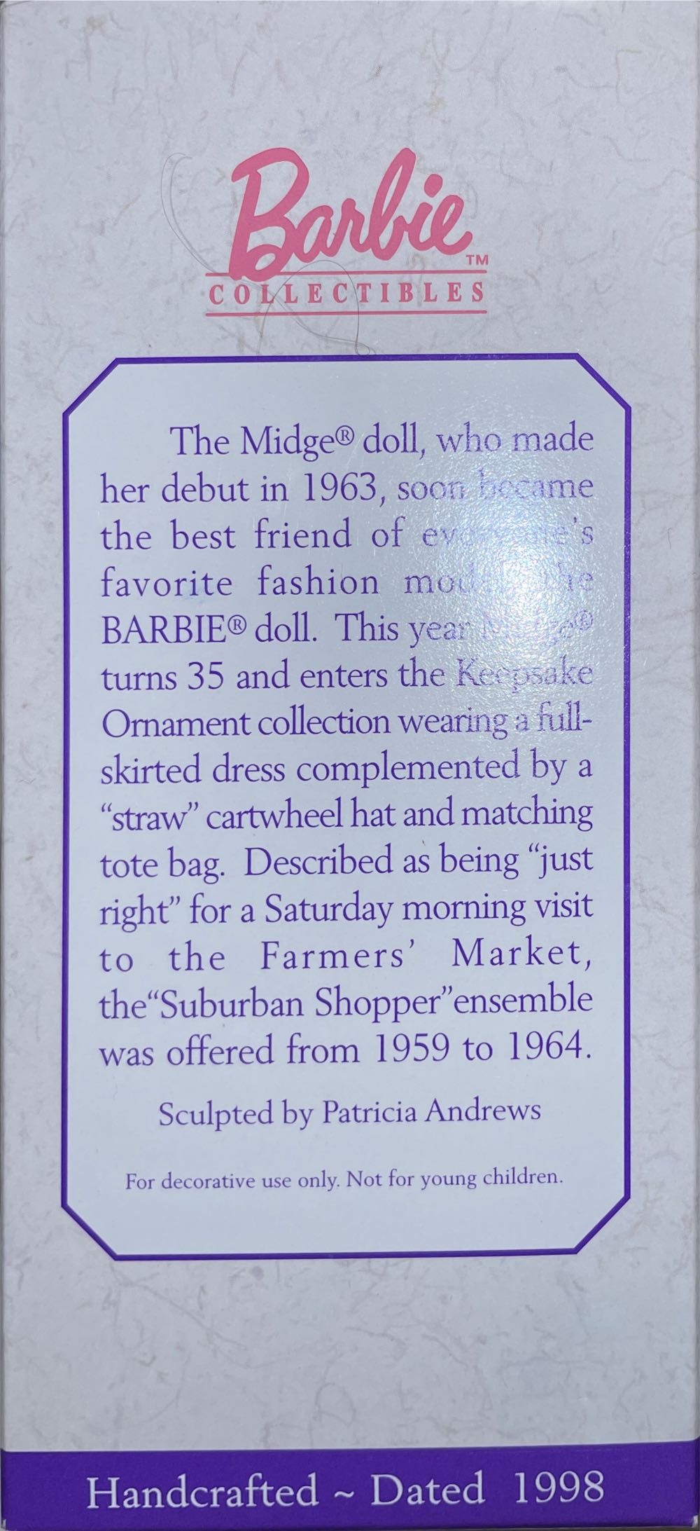 Barbie Suburban Shopper - Barbie (Barbie Friend / Midge) ornament collectible [Barcode 015012449396] - Main Image 2