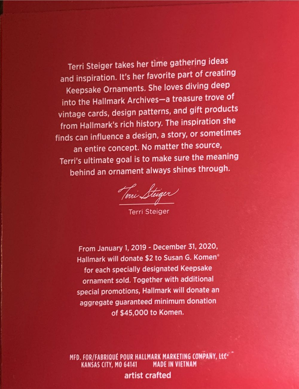 Angel Of Harmony - Susan G. Komen (Breast Cancer) ornament collectible [Barcode 763795605118] - Main Image 2