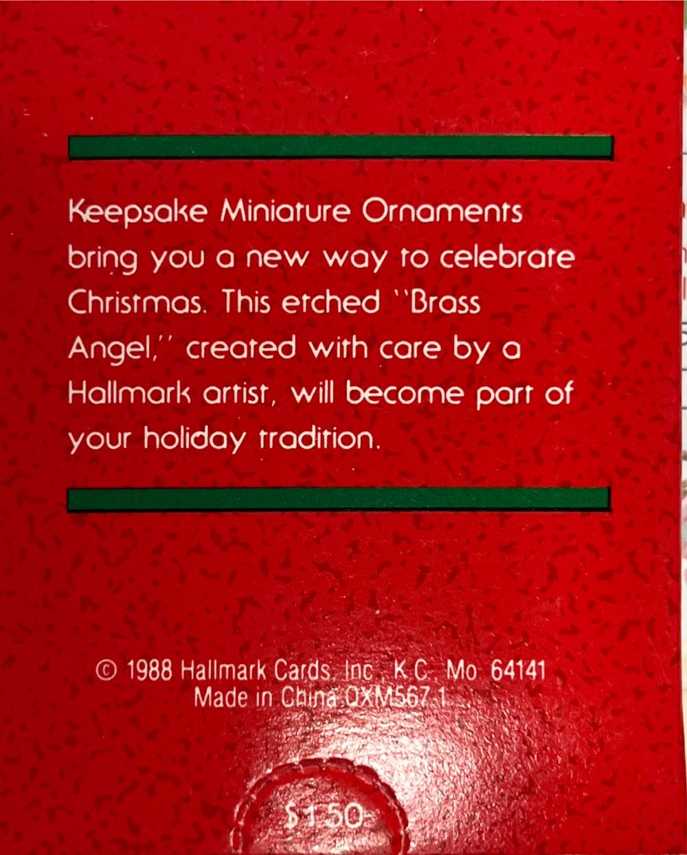 MO - Brass Angel  (Keepsake Miniature) ornament collectible - Main Image 3