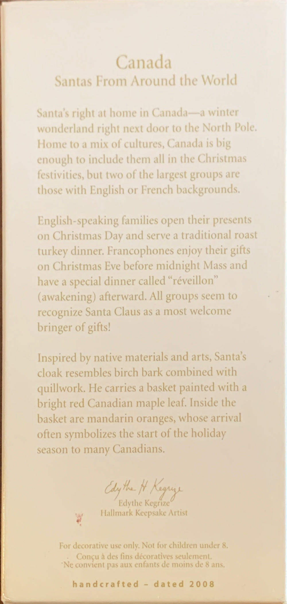 Santas From Around The World - Canada - Santas From Around The World (Santas From Around The World) ornament collectible [Barcode 795902056278] - Main Image 2