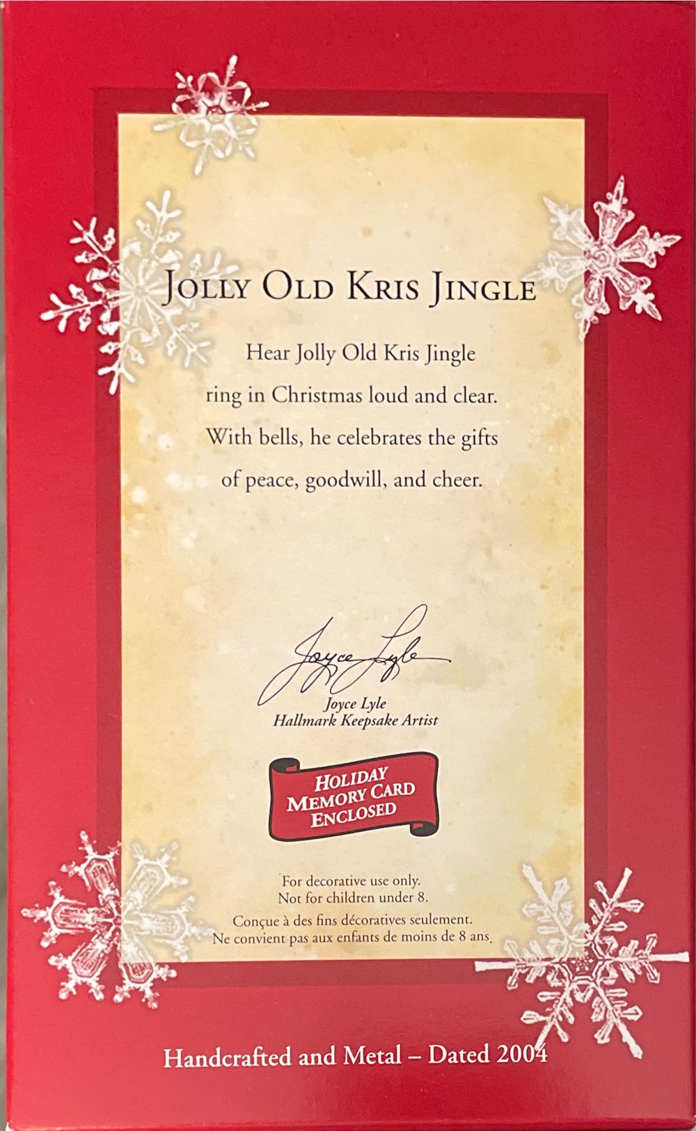 Jolly Old Kris Jingle - Santa (Santa) ornament collectible [Barcode 015012804867] - Main Image 2