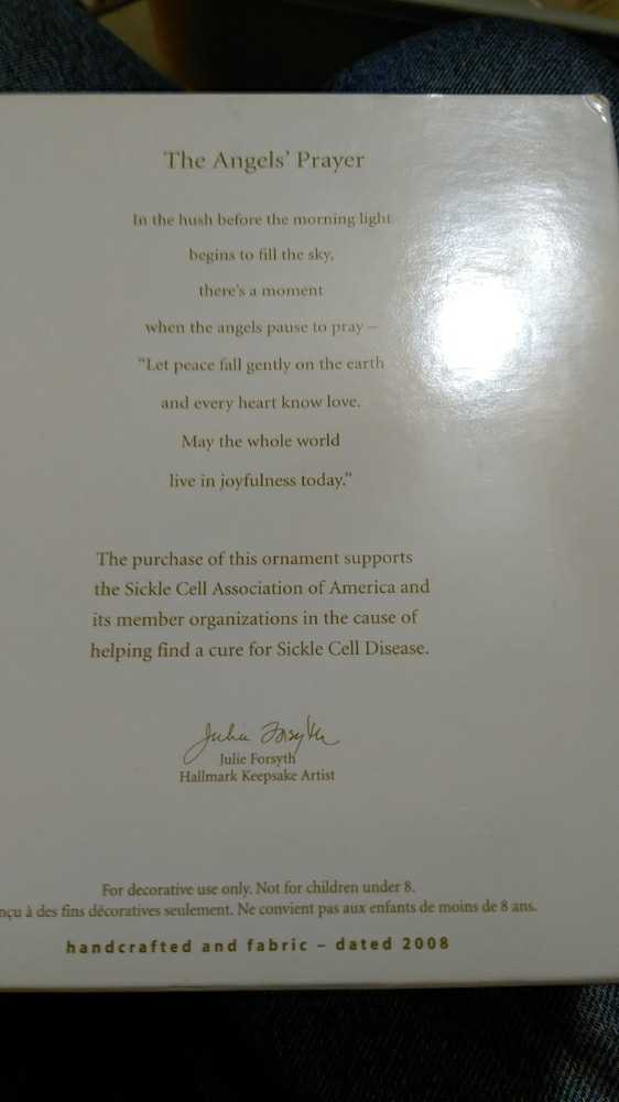 The Angel’s Prayer  (Angels, Sickle Cell Disease) ornament collectible [Barcode 795902027568] - Main Image 2