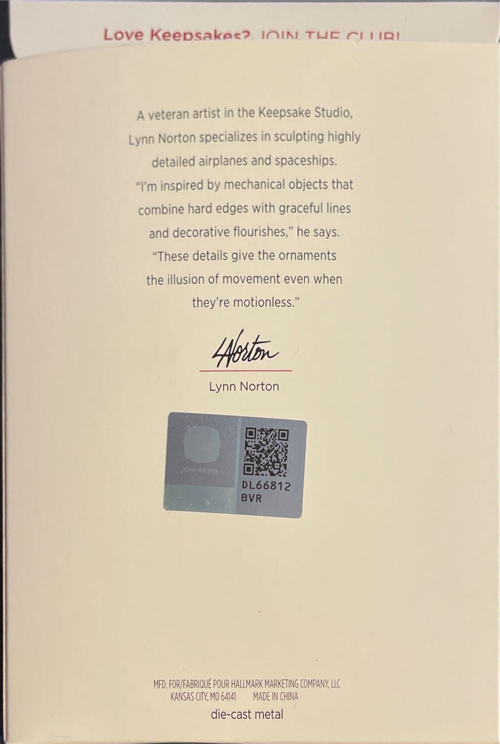 John Deere X390 Lawn Tractor - John Deere (John Deere) ornament collectible [Barcode 763795458103] - Main Image 2