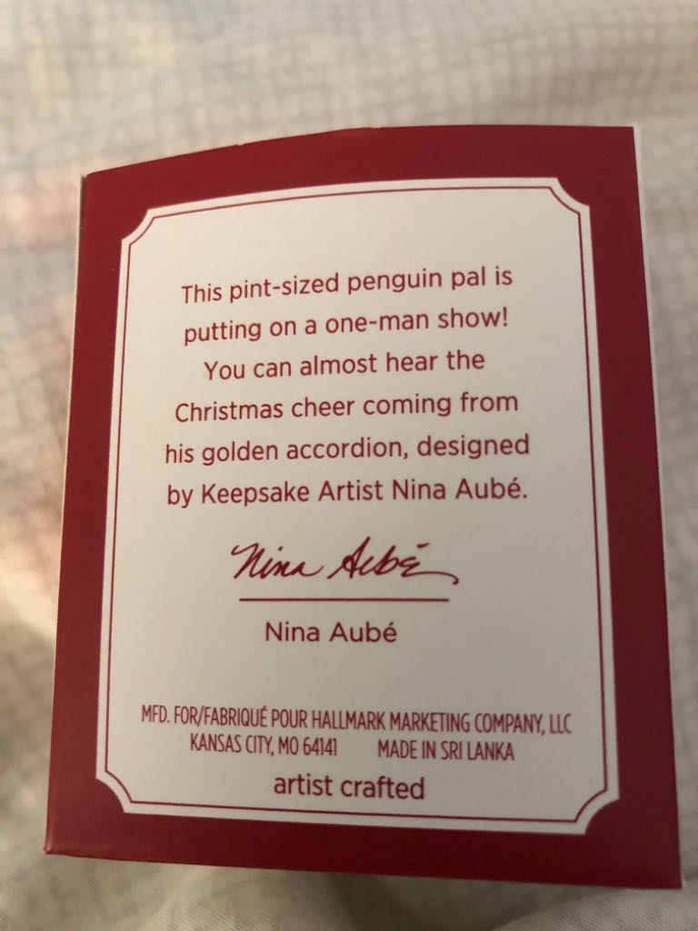 Accordion-Playing Penguin - Miniature - Hallmark KOC Member Exclusive (KOC Member Exclusive) ornament collectible - Main Image 2