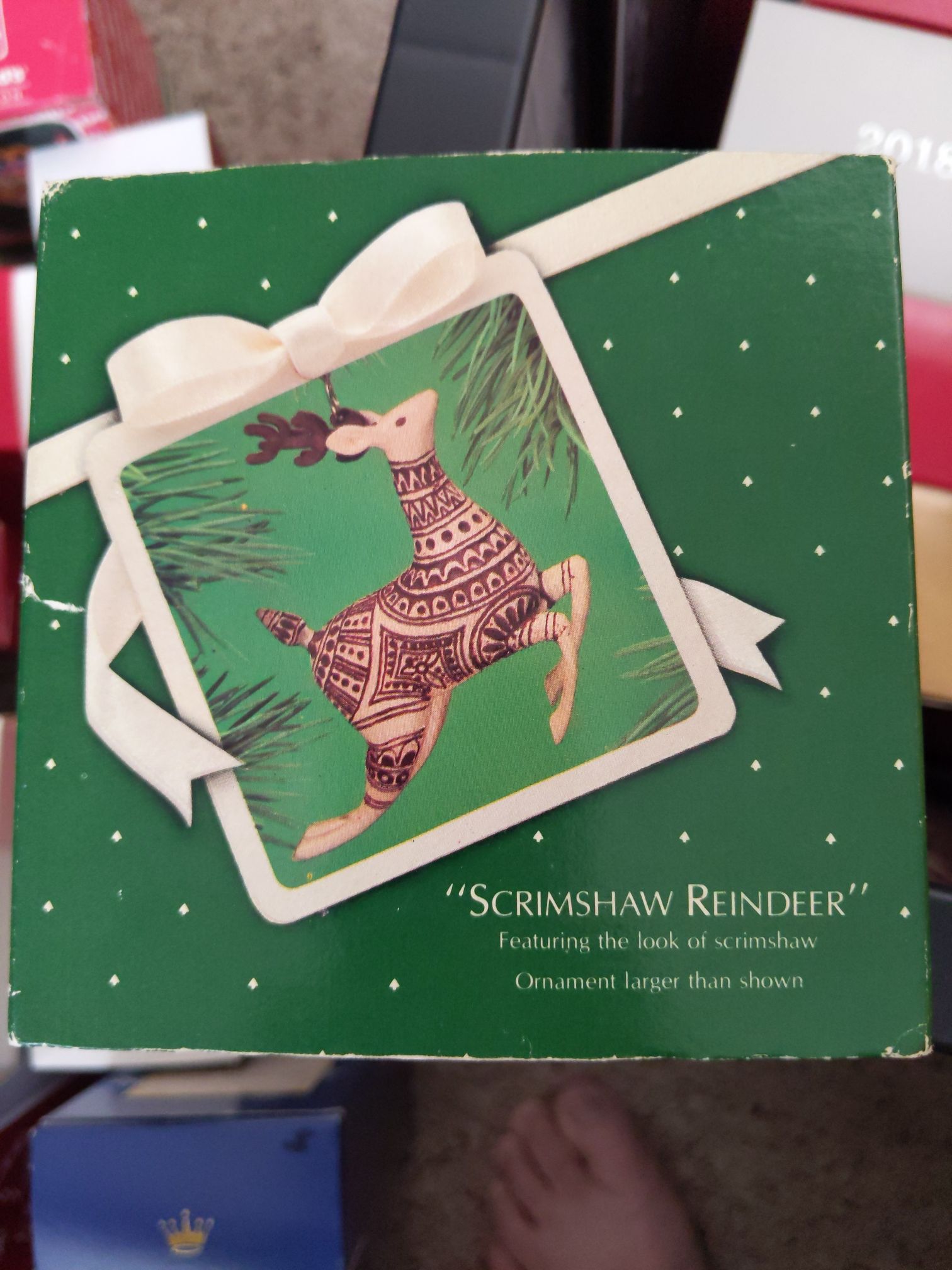 Scrimshaw Reindeer - Hallmark Keepsake (Scrimshaw) ornament collectible - Main Image 1