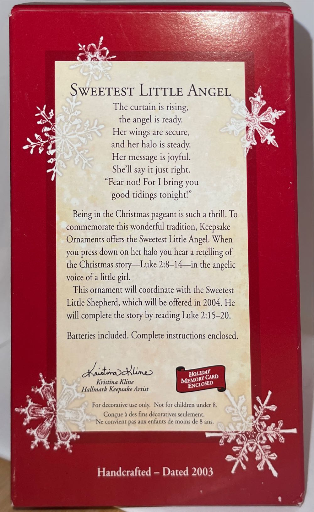 Sweetest Little Angel  (Angel) ornament collectible [Barcode 015012771114] - Main Image 3