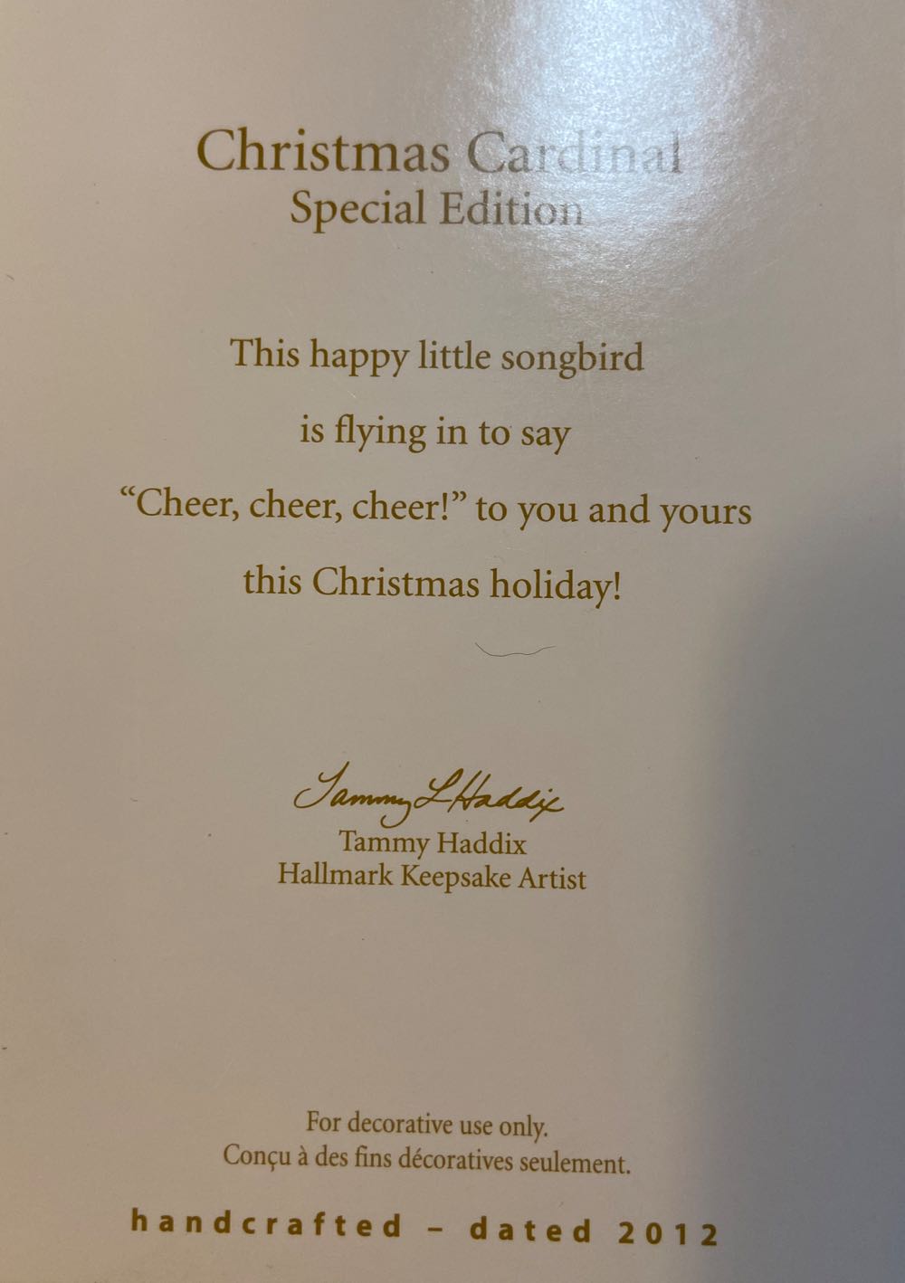 Christmas Cardinal, Special Edition  (Birds) ornament collectible - Main Image 2
