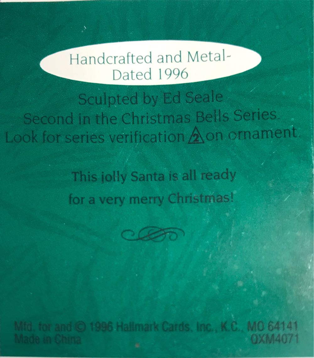 Miniature Christmas Bells #2 Santa 1996 - Christmas Bells Miniature (2nd In Series: Christmas Bells) ornament collectible [Barcode 015012290059] - Main Image 3