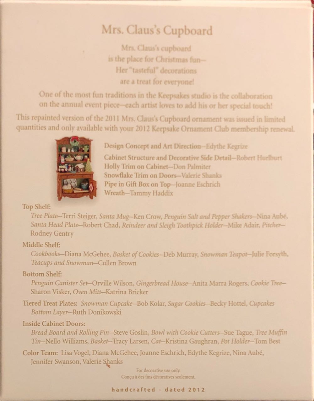 Mrs Claus’s Cupboard Repaint - Mrs Claus (Mrs Claus’s Kitchen) ornament collectible - Main Image 2