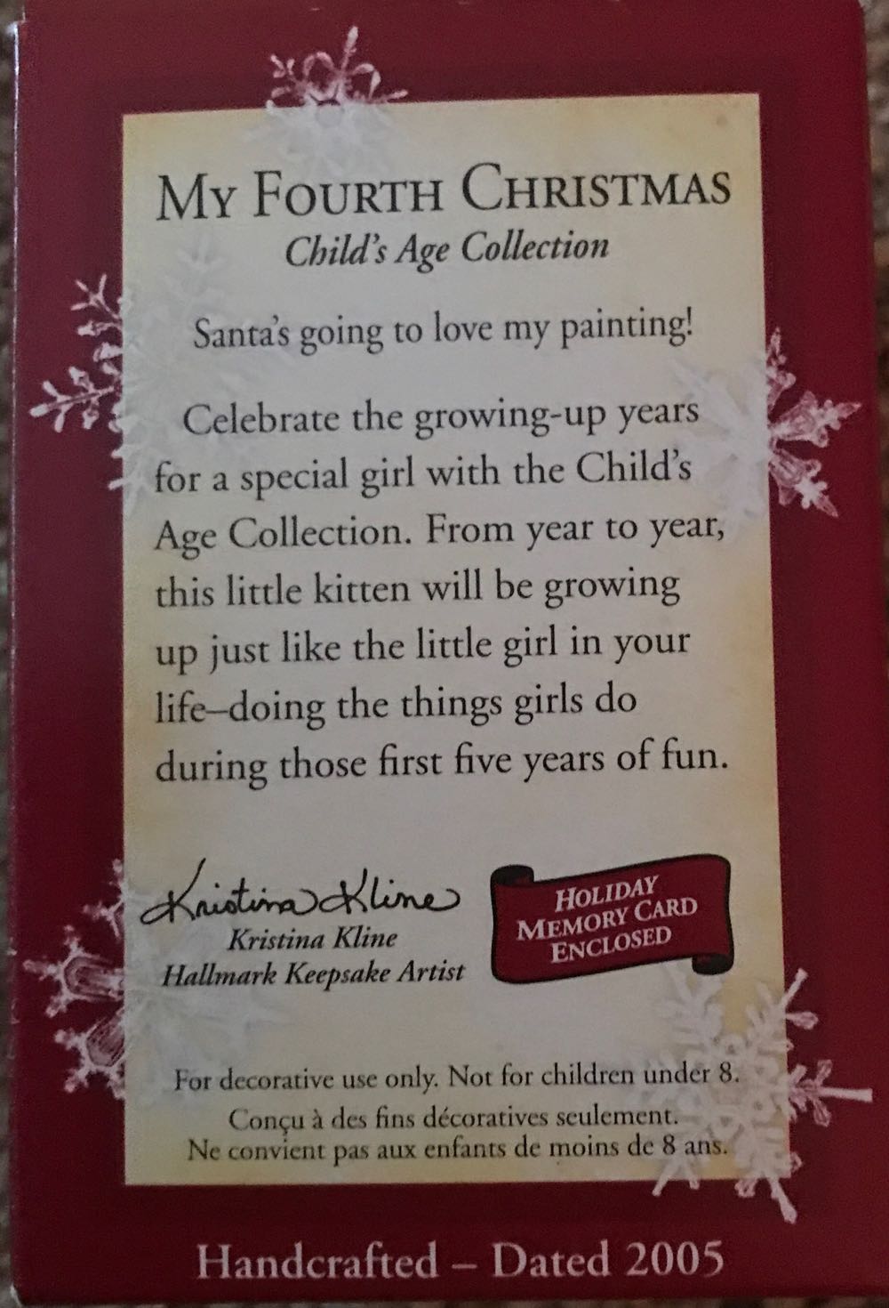 Child’s Age Collection - My Fourth Christmas  ornament collectible [Barcode 015012850505] - Main Image 3