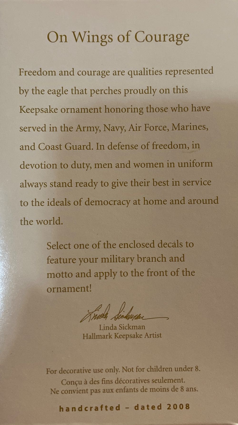 On Wings Of Courage  (Patriotic) ornament collectible [Barcode 795902042547] - Main Image 2