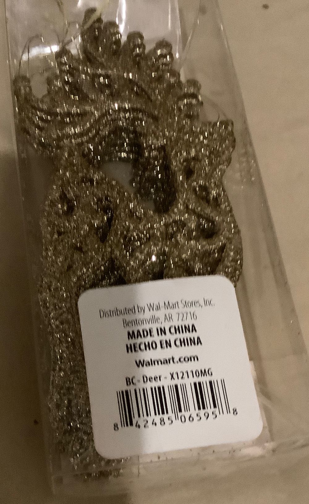 Holiday Time 12 Glitter Ornaments -Deer  ornament collectible [Barcode 842485065958] - Main Image 2