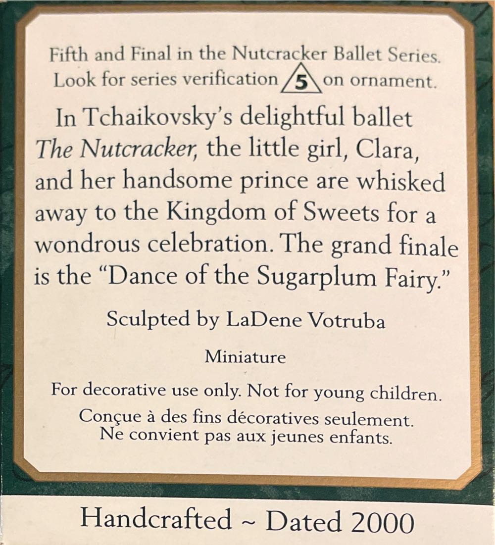 TNB#5F Sugarplum Fairy - The Nutcraker Ballet (Miniature The Nutcracker) ornament collectible [Barcode 015012528398] - Main Image 4