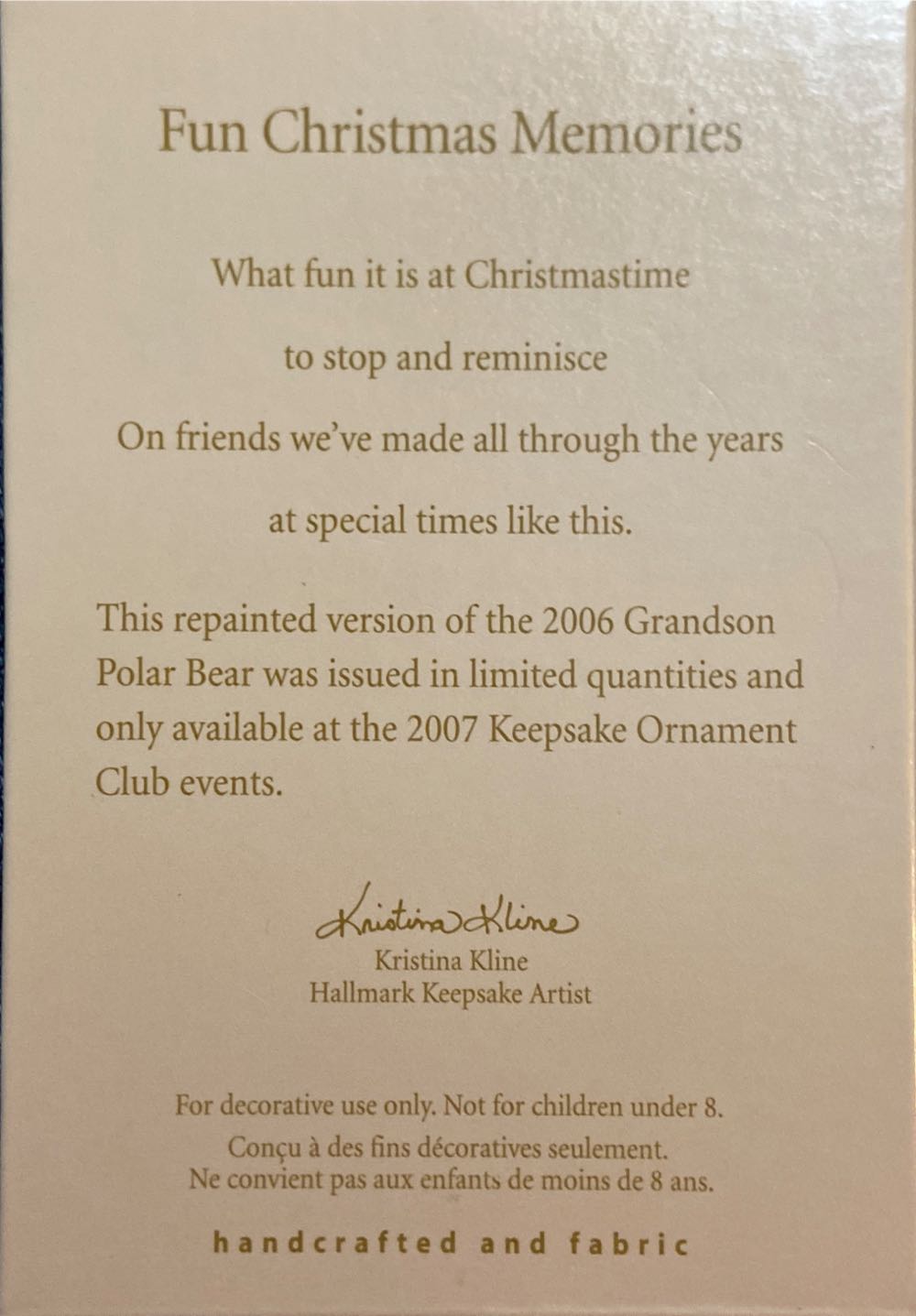 Fun Christmas Memories  (Polar Bear) ornament collectible - Main Image 2