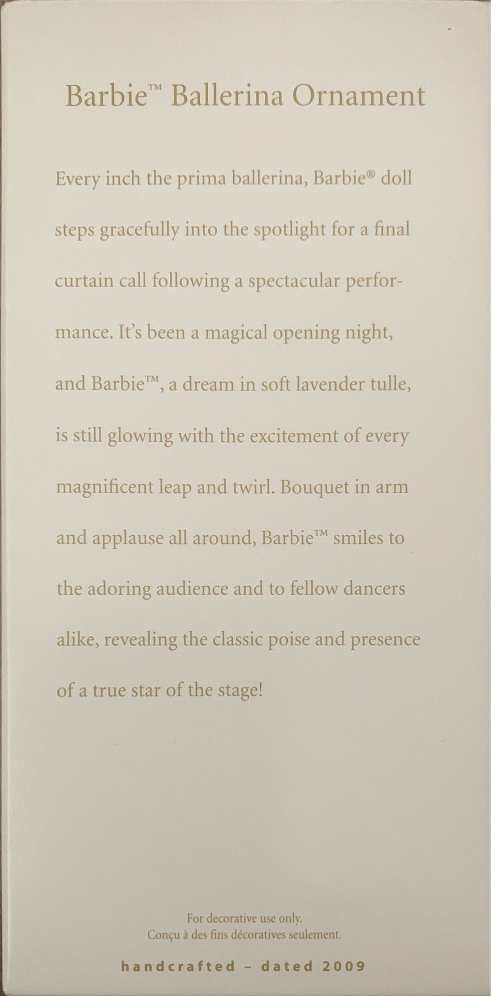 Barbie:  Barbie Ballerina Hallmark Ornament - Barbie (Barbie) ornament collectible [Barcode 795902090982] - Main Image 2