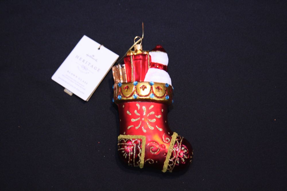 Collectibles Hallmark Hallmark Christmas Stocking 6” Blown Glass Poland - Heritage Collection (Christmas Stockings) ornament collectible [Barcode 763795240616] - Main Image 2