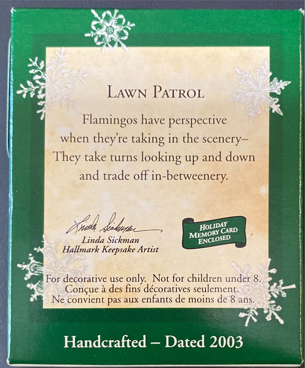 Flamingos: Lawn Patrol 2003 - Flamingos (Flamingos) ornament collectible [Barcode 015012740103] - Main Image 2