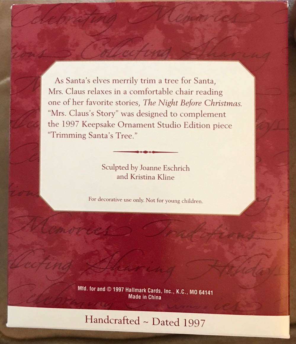 Mrs Claus’s Story - Studio Edition (Mrs Claus Reading) ornament collectible - Main Image 4